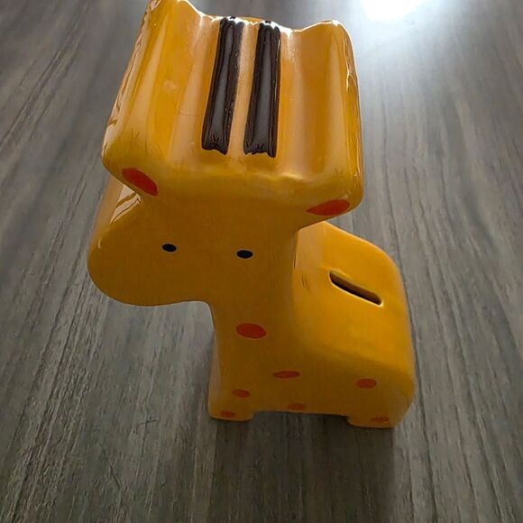 Yellow Giraffe Ceramic Coin Bank - Picture 2 of 12